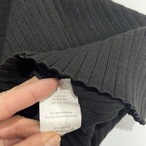 Twine & String Womens Ribbed Long Sleeve Knit Top Size M Puff Shoulder Gothic - Picture 6 of 6